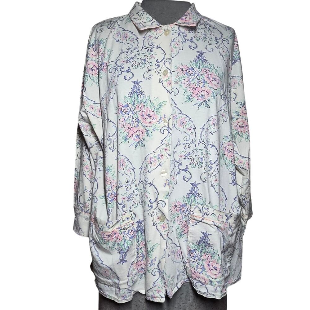 Cotton Button Up Sleep Top Size Medium
